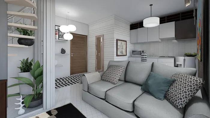 Render della cucina di Black House a Elmas dopo il restyling