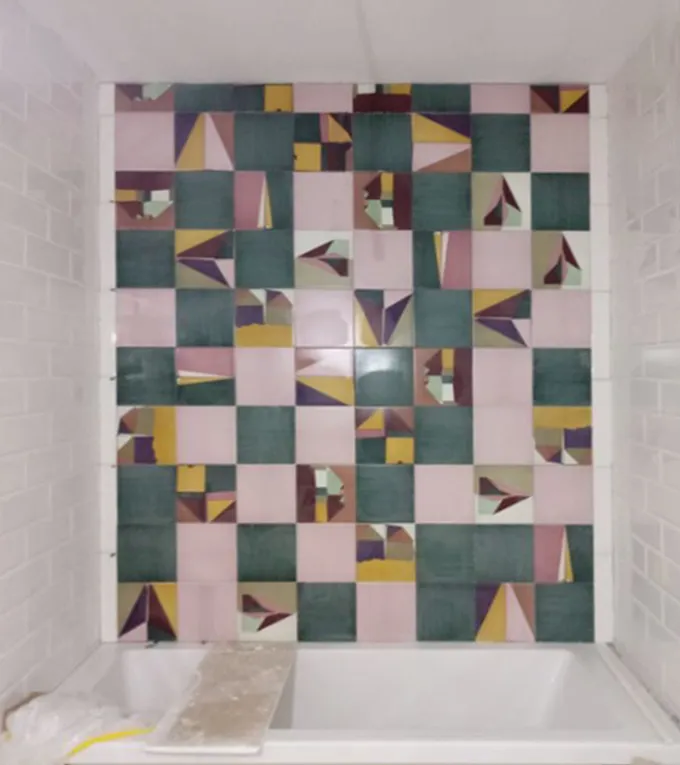 Foto del bagno en-suite di Pink House a lavoro concluso