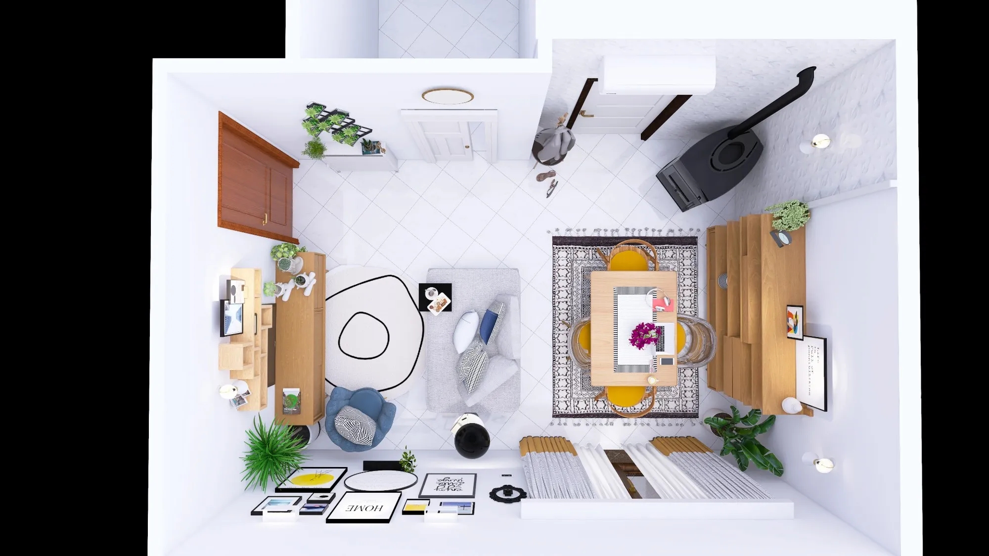 Pianta arredata del progetto Yellow House