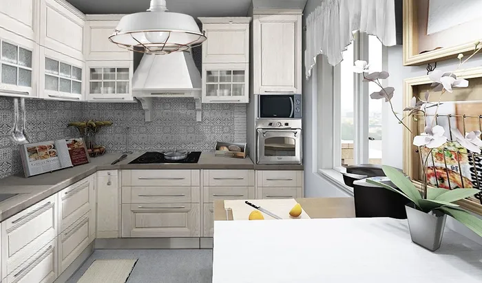 Render della cucina di Pink House