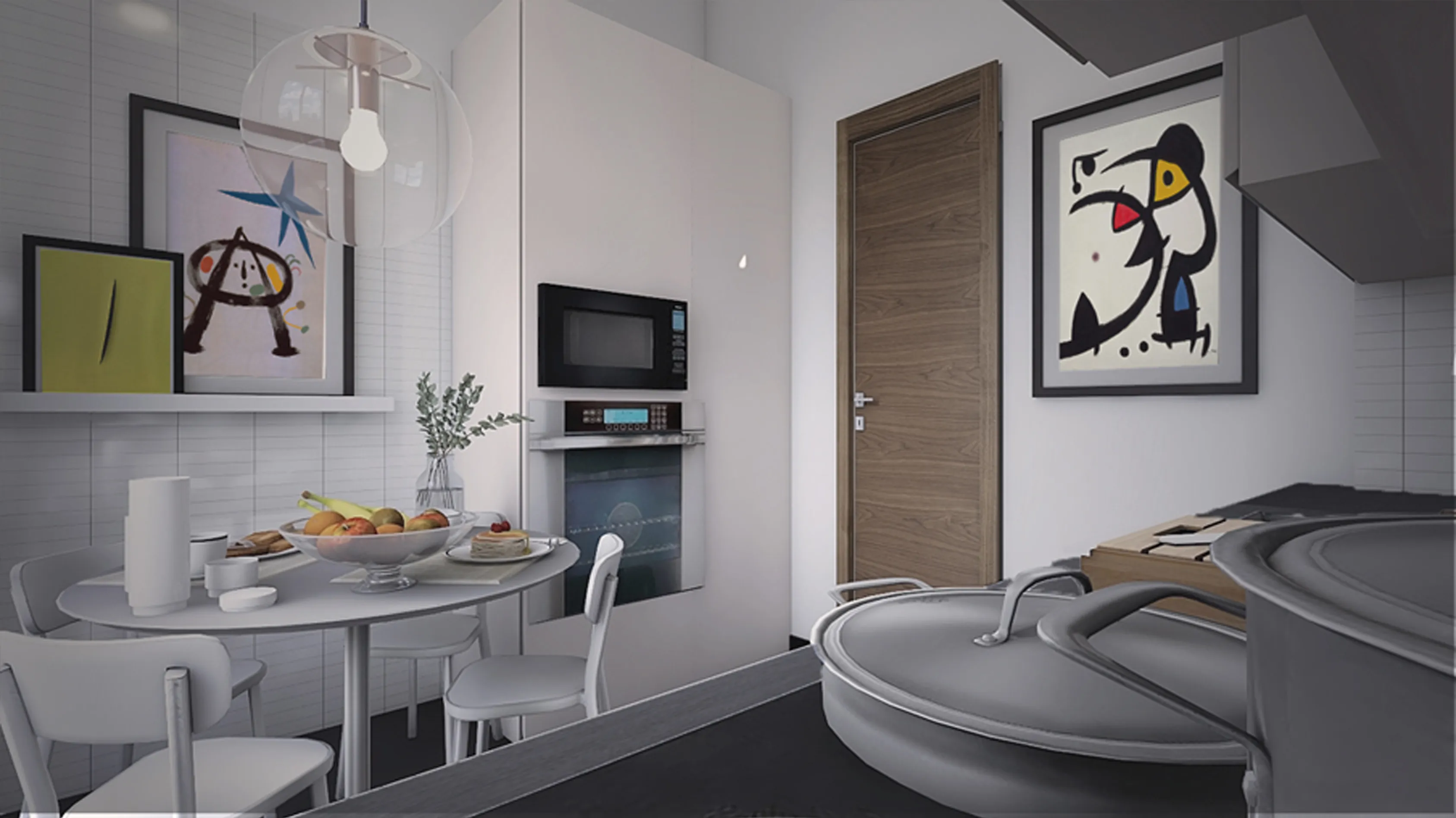 Render della cucina di White House, quarta inquadratura
