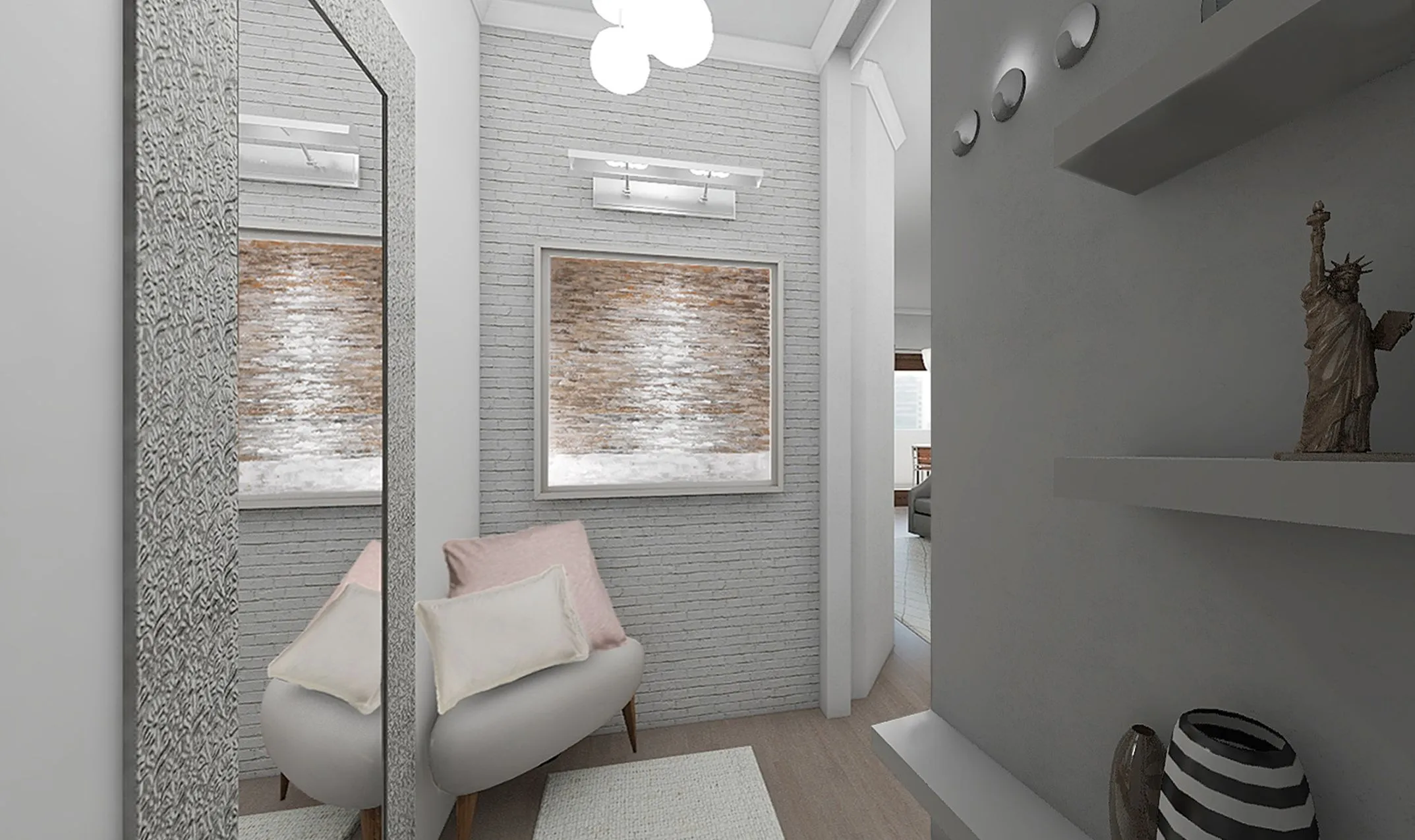 Render dell'ingresso di Pink House