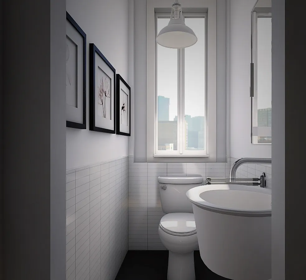 Bagno di servizio di White House a Cagliari, render della proposta di progetto